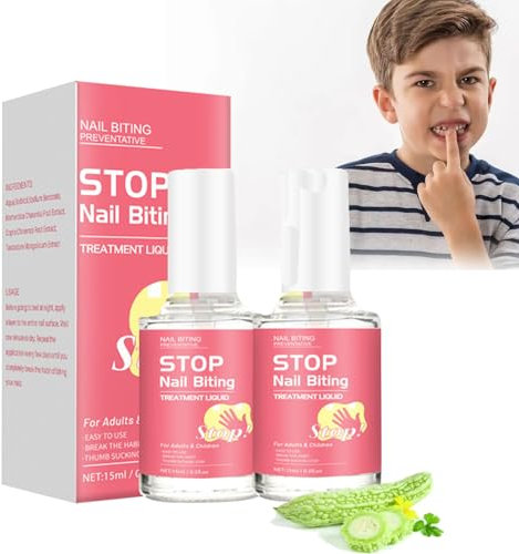 Stop Nägelkauen Für Kinder Und Erwachsene, Stop zu Verhindert Nägelkauen und Daumenlutschen, Natürlicher Anti-Nagelkauen-Lack Gegen (2PCS, 15ml)