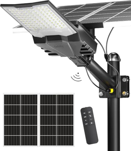 Gefolly SL-18000W Farolas Solares Exteriores, Focos Led Exterior Solares | 6500K Potente Farolas Luces Solares Exterior, IP67 Impermeable Luz Solar Exterior Lampara Solar Jardín Para Garage Patio