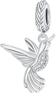 BIZK Kolibri Charm Anhänger für Armband 925 Sterling Silber Charm Bead Pendant für Europäische Armbänder und Halsketten