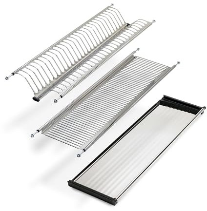 EMUCA - Escurreplatos para módulos Altos Drynox, Escurridor de Platos y Vasos para Muebles de Cocina, Anchura Interior módulo 635-685 mm, Acero, Cromado