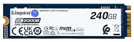 Kingston Data Center DC2000B PCIe 4.0 NVMe M.2 2280 240Go Enterprise SSD (sans radiateur de Dissipation Thermique) - SEDC2000BYM8/240G