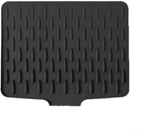 Abtropfmatte, hitzebeständig, Silikon, mit geneigtem Design, Thekenschutz, rutschfeste Wasserumleitungsmatte für Utensilien, 40 x 32,5 cm (schwarz)