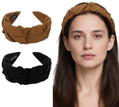 Exipsat 2er-Set Haarreifen Damen, Breite Falten-Haarband Haarreif, Modische Accessoires für Frauen