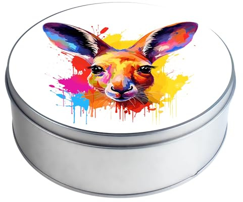 Merchandise for Fans Metalldose/Geschenkdose/Vorratsdose/Aufbewahrungsdose/Keksdose Metall rund - Wildtier Australien Känguruh 126