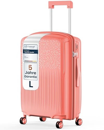 4FLY Leichter Hartschalen-Reisekoffer L - Groß 65,5 cm (60L) – Trolley Koffer mit TSA-Schloss, 4 Spinner-Doppelrollen, Aluminium-Teleskopgriff, Aufgabegepäck Reisegepäck
