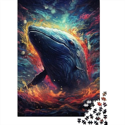 Majestätischer Wal 1000 Teile Puzzle Papier für Erwachsene Traumhafter Kunststil Puzzle für Familie Entspannung Wohnkultur Geschenk 70x50cm/1000pcs