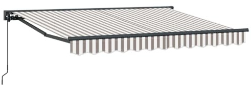 Qnhdfrt Tenda da Sole Retrattile a Bracci Grigio e Bianco 3,5x2,5 m | Tenda da sole con manovella per giardino e terrazzo, struttura in alluminio e tessuto poliestere da 240 gsm.