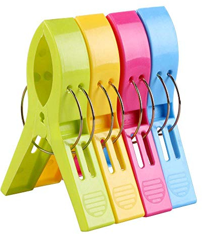 URAQT Pinces à Linge, 4pcs Pinces Serviette Plage, Clip de Brise-Vent, Durable Grosse Pince Plastique pour Serviettes Quilt Vêtement Couettes Draps Tapis Nappe