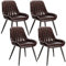 Lestarain Esszimmerstühle 4er Set, für Esszimmer Wohnzimmer Küche, Retro Küchenstühle gepolstert, Sitzfläche aus Kunstleder, mit Metallbeine, bis 150 kg belastbar, Dunkelbraun