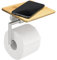 bremermann Bad-Serie Piazza Bambus- Toilettenpapierhalter mit Bambusablage 2in1, Toilettenpapierrollenhalter, WC-Rollenhalter, Toiletpaper Holder, aus Bambus und Edelstahl matt