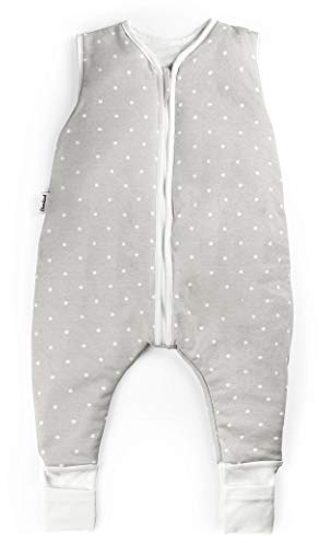Ehrenkind® Baby Sommerschlafsack mit Füßen 1.0 TOG aus weicher OEKO-TEX zertifizierter Bio-Baumwolle | Sommer Schlafsack | Baby Schlafsack Gr. 100 Grau mit weißen Punkten | 1 Tog