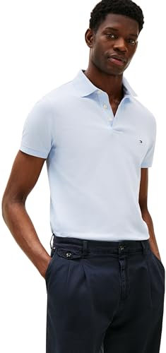 Tommy Hilfiger Herren Poloshirt Kurzarm 1985 Slim Fit, Blau (Breezy Blue), 3XL