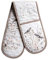 Maison d' Hermine Double Oven Mitts 100% Cotton 18 cm x 89 cm Double Oven Mitt Heat Resistant BBQ Cooking Gloves with Loop, Baking, Grilling, Home, Kitchen, Handling Hot Pans (Meadow Florals - Brown)