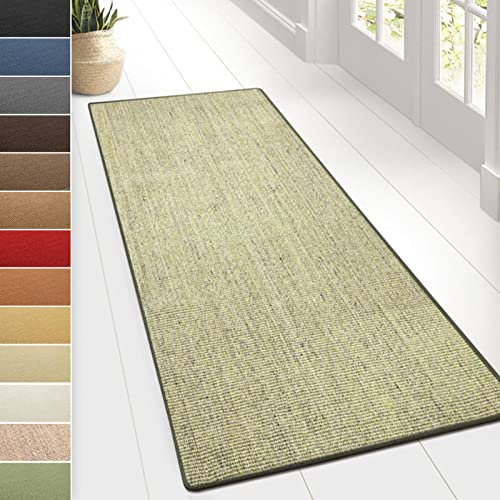 Floordirekt Sisal-Teppich Sylt | Wohnteppich oder Läufer | Hochwertiges Qualitätsprodukt | Erhältlich in vielen Farben & Größen | Langlebig & strapazierfähig (66 x 250 cm, Heu)