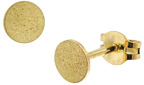 trendor Damen-Ohrringe 333 / 8K Gold Eismatt Ohrstecker ⌀ 5 mm Ohrschmuck aus Echtgold für Frauen, zauberhafte Geschenkidee, 51029