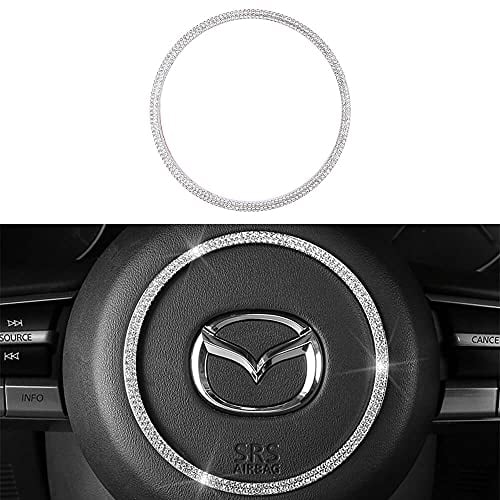 BLINGOOSE für Mazda 3 Zubehör 6 CX-3 CX-5 MX-5 Auto Accessoires Lenkrad Emblem Ring Cover Aufkleber Trim Pkw Innenraum Dekoration Zink Legierung Kristall 1 Stücke