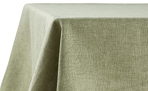 Decomira Tovaglia Antimacchia Rettangolare Effetto Lino - Facile da Lavare e Stirare - Come Tovaglia da Giardino o per Il Tavolo da Pranzo - Verde - 130x260 cm
