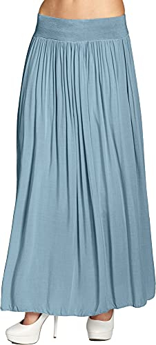 Caspar RO034 Leichter Langer Damen Sommerrock Größen XS bis XL, Farbe:Jeans blau, Mode Größe:40