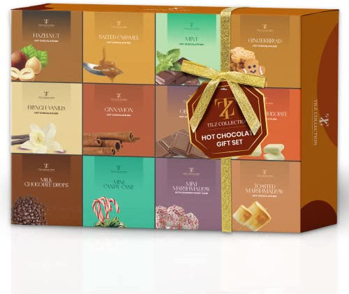 Luxury Hot Chocolate Gift Set – 12 Flavour Hot Cocoa Selection Box – Indulgent Hot Drinks Hamper for Dad, Grandad, Husband – Birthday Treat or Thank You Present – Flavoured Drink Gift for Men