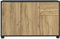 PEGANE Buffet, Commode avec 3 Portes et 2 tiroirs, Noir Mat/Chêne Nature - Longueur 117 x Hauteur 74 x Profondeur 37.5 cm
