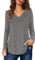Florboom Women T Shirts Ladies V Neck Tops Long Sleeve Casual Basic Tees, Grey 12 14