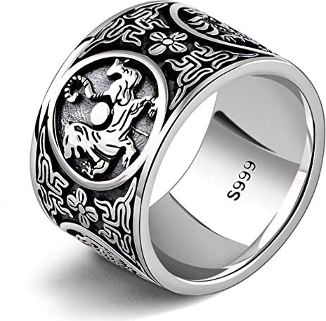 Aotiwe Ringe für Herren Ausgefallen, Freundschaftsringe In Silber Vintage Drachenmuster 925 Silber Größe 65 (20.7)