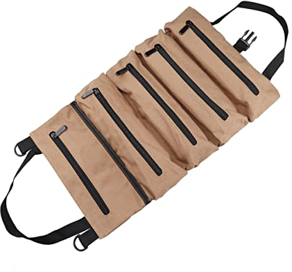 JNNJ Borsa Arrotolabile, Borsa Arrotolabile Multiuso in Tela Auto, Borsa per Attrezzi Arrotolabile Moto, Borse Porta Con Tasche Cerniera, Tasca Porta Attrezzi Portatile per Auto, Camion(Kaki)