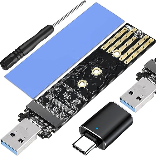 Xiatiaosann M.2 auf USB Adapter NVMe SSD auf USB 3.1 Gen2 10 Gbit/s PCI-E Konverter Leser M Key & B+M Key für 2280 2242 2260 2230 SSD Festplatte, NVMe SSD Gehäuse Ersatzteile
