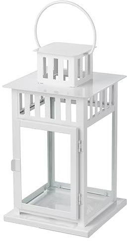 Lanterna Portacandele perfetta per allestimenti da interno, Porta Candela in Acciaio da Giardino (Bianco 28 Cm, 1)