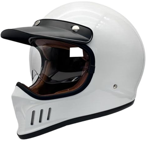 Casco da Moto Integrale retrò, Caschi Integrali per Moto da Strada con Visiera Parasole, Casco Vintage Cafe Racer ATV UTV Approvato DOT/ECE per Uomini Adulti Donne
