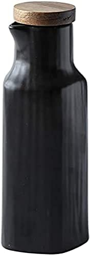 MAGICVOGEL Distributeur d'huile en céramique 300 ml - Distributeur d'huile d'olive - Distributeur de vinaigre - Distributeur de sauce soja - Étanche à la poussière - Avec couvercle - Noir
