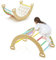 DREAMADE 2 in 1 Kletterbogen mit Kissen, Bogenwippe aus Holz, Holzwippe zum Klettern, Klettergerüst Indoor Kletterdreieck für Kinder ab 3 Jahren (Bunt)