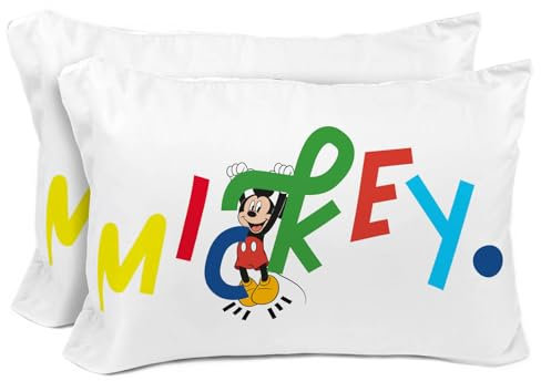 Sunny Side Up Disney Mickey Mouse 2 Pack Reversible Pillowcases - Double Sided Pillow Covers, Kids Super Soft Bedding