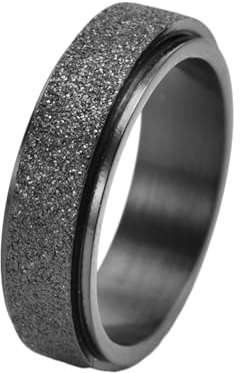 Whoiy Titanringe Eheringe Edelstahl mit Gravur Sandstrahl Glitzer 6MM Personalisiert Ringe Schwarz Fidget Ring Stressabbau Unisex Freundschaftsringe Best Friends Größe 52 (16.6)