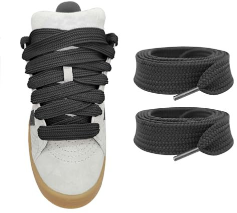 UamGlsob Cordones Planos Extra Anchos de 15mm para Adidas Campus 00s Zapatillas, Cordones Cordón Gruesos para Sneakers y Deportivas (Black, 63/160cm)
