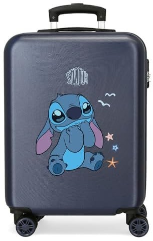 Disney Stitch Excited Luggage – Kindergepäck, Unisex-Kinder, Excited Blue Side Combination Lock 4 Wheels Handgepäck ist aus ABS, einem starren und leichten Material.
