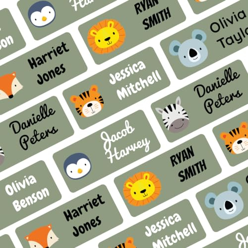 QuoteMyWall 36 Stick On Clothing Labels for School Uniform Clothes | Washable No Iron Personalised Name Sticker Tags Kids, Customised Children's Stationery (Green)