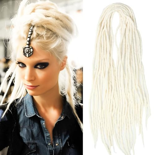 Shinon Dreadlocks Extension 22 Zoll Double Ended Dreadlocks Extensions Dreads Zum Einflechten 15 Stränge Blonde-32 Handmade Wool Hip-Hop Reggae Braid In Dreads Dreadlock Extensions For Women
