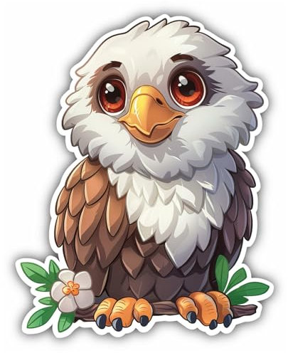 Samunshi® Süßer Kawaii Adler als Aufkleber Anime Car Tier Decal Sticker für Mofa Fahrrad Roller oder Auto Sticker Fahrrad Mtb Mountainbike Rennrad Comic Cartoon Retro 11x15cm
