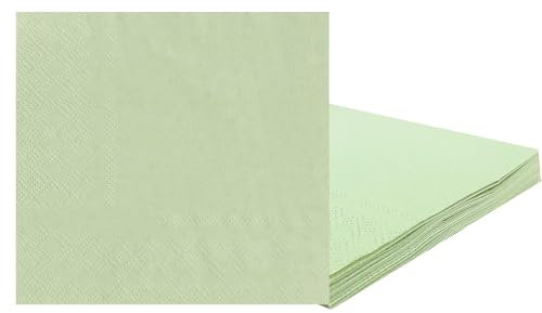 20 Stück Servietten Salbeigrüne,2-lagig Table Papierservietten Deko,Gefaltet,33x33cm Servietten aus Watte Einweg-Papier für Hochzeit,Cocktailservietten Kommunion, Braut, Geburtstag, Party, Abendessen
