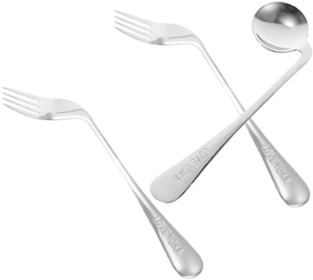 COLLBATH Cucharas Bebe Curvas Cuchara Angulada Para Ancianos Vajilla Autoalimentable