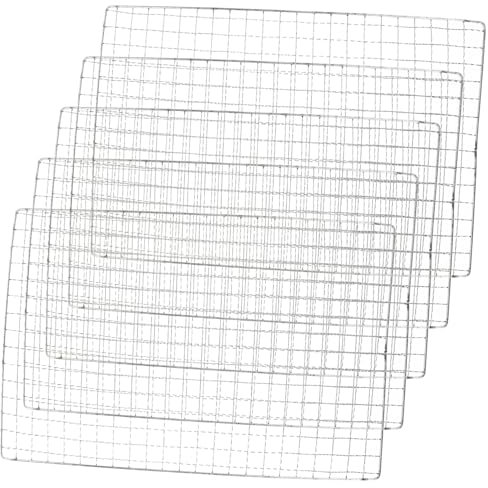 Yardenfun Lot De 5 Tapis De Barbecue Dextérieur en Acier Inoxydable Tapis De Cuisson en Maille pour Viande Et Pizza Faciles À Nettoyer