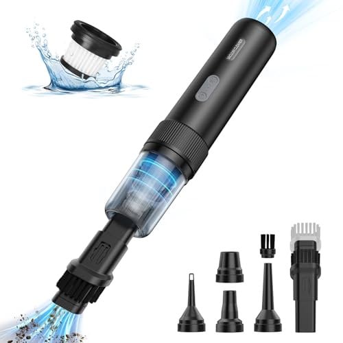 5-in-1 Handstaubsauger Akku,Auto Staubsauger Stark,21000PA Handstaubsauger Kabellos,5-Gang 200000 U/min Elektrische Staubgebläse Druckluftspray für Auto,Küche,PC,Sofa,Büro,Haus& Tierhaar Reinigung