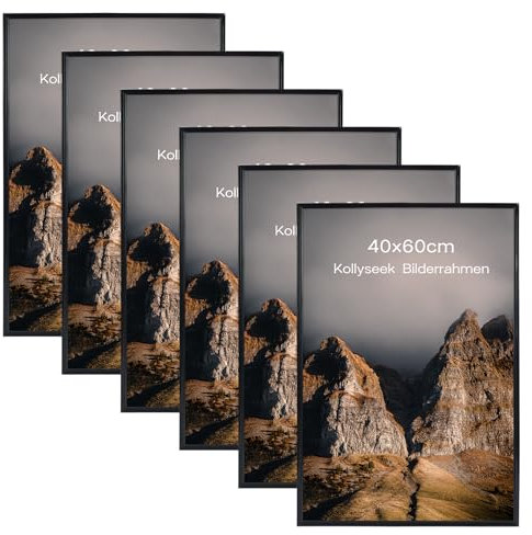 kollyseek 6 Pack 40x60cm Bilderrahmen Moderner Posterrahmen mit kratzfesten Acrylgläsern für horizontale oder vertikale Wandmontage (Schwarz)
