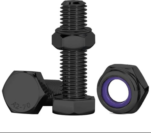 Drenky Lot de 10 vis à tête hexagonale M10 x 25 mm - Noires - En acier inoxydable A2 V2A - Vis à tête hexagonale DIN933 - Pour montage en machine