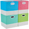 FABINADO Storage Cubes Boxes for Kallax, 33x38x33 cm Fabric Storage Baskets for Shelf/Closet/Wardrobe, PP Plastic Handles, Macaron, 4 Pack