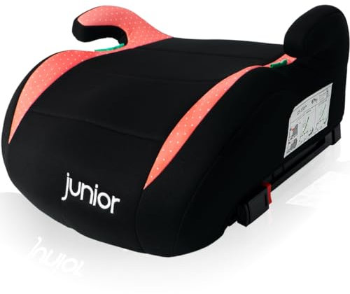 Sitzerhöhung mit ISOFIX Befestigungssystem i-Size Norm Kinder Auto Sitz 125 – 150 cm Körpergröße ECE R129 (ROSE/SCHWARZ)