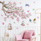 Mayoii Peach Blossom Tree Branch Wall Decals Pink Flower Birds Wall Stickers Bedroom Living Room Sofa TV Background Wall Decor (Muiticolor-Set1, One Size)