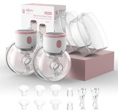 Wearable Breast Pump, Olfjurk Wearable Breastfeeding Pump with Touchscreen LCD Display 4 Modes & 6 Levels, Includes Insert Size:17mm,19mm,21mm (Two Pack)