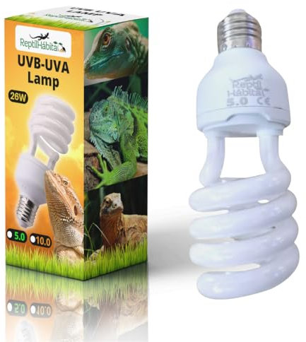 ReptilHábitat UVB 5.0 UVA 13W Lampe für Terrarien mit Reptilien, Pflanzen und Schildkröten, E27-Lampe – Ideal für Schildkröten und Bartagamen